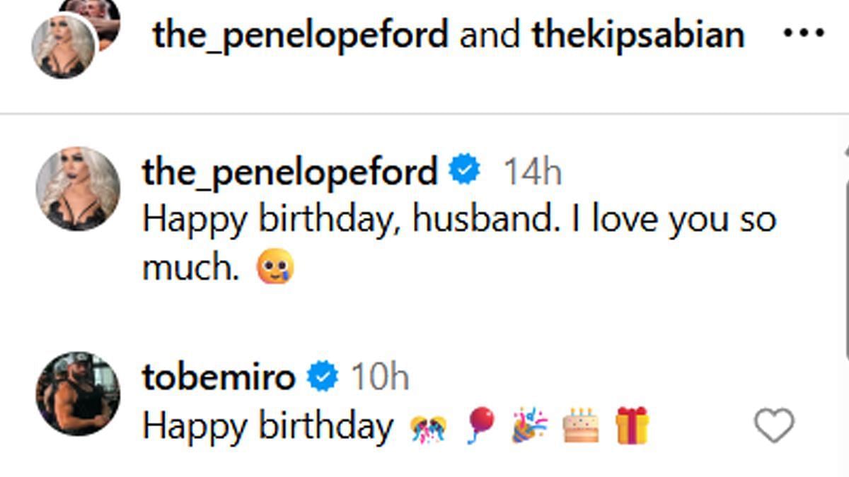 The RAW star sent a message to Kip Sabian on his birthday (Image via Penelope Ford's Instagram handle)